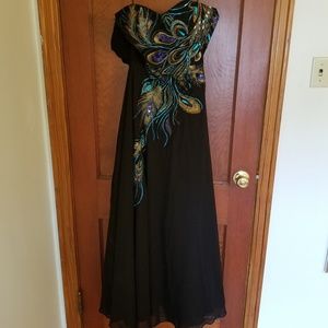 Black peacock gown